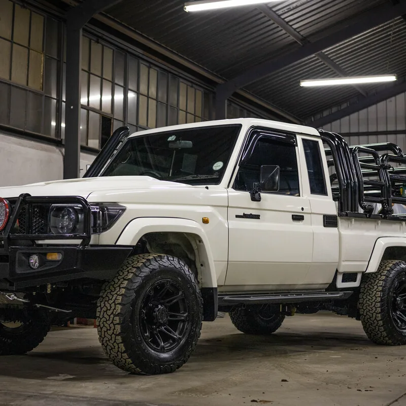 White Novogen XD-Cab Land Cruiser in the workshop